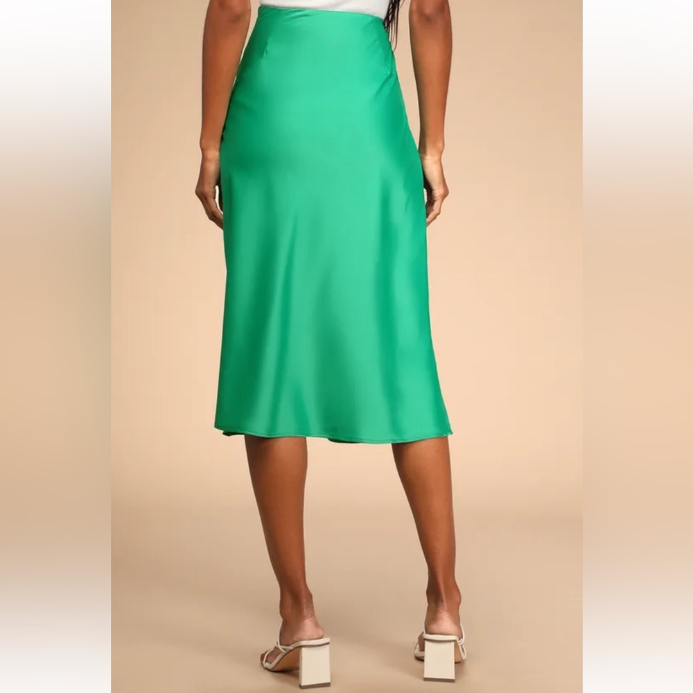 Praiseworthy Perspective Green Satin Midi Skirt from Lulus - worn only once - Picture 3 of 6